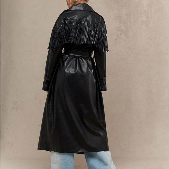 Missguided Jackets & Blazers - 🤠 Black Fringe Trench Coat